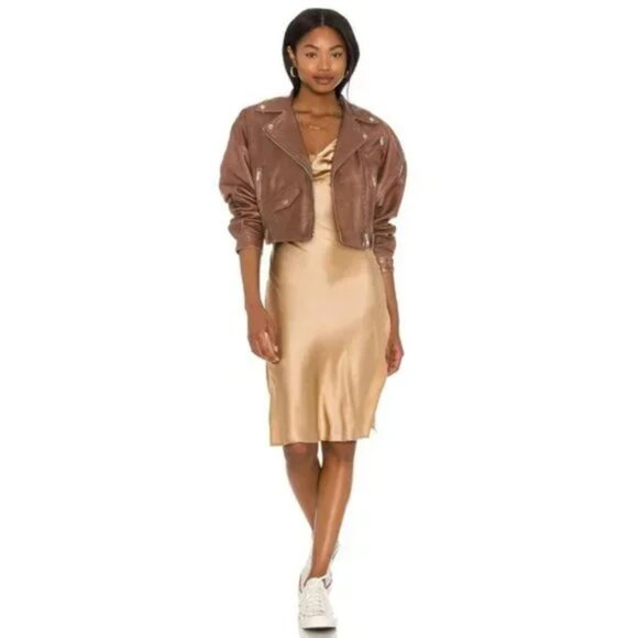 FRANKIES Bikinis Doll Face Silk Dress in Earth - Picture 3 of 7